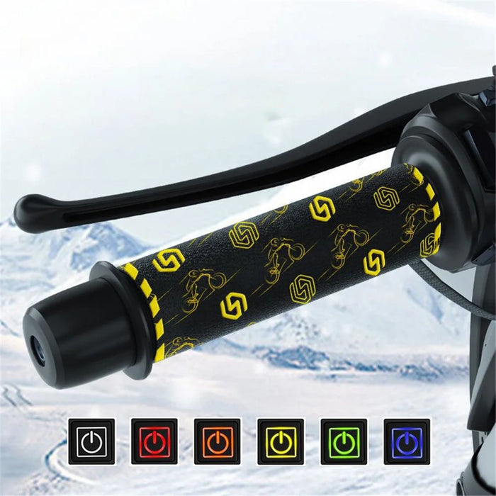 WUPP CSZH-974C1 20-90V 5+1 Gear Motorcycle Handlebar Heating Grips Pattern Design Heated Grip with Memory Function, 80cm ACC Cable - 5