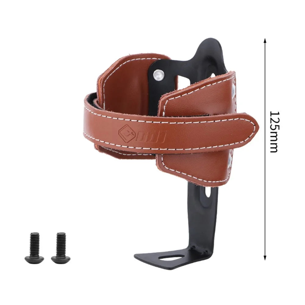 ODI Genuine Cow Leather Bottle Cage Bike Mount Water Bottle Holder, with Screw - Brown - 6