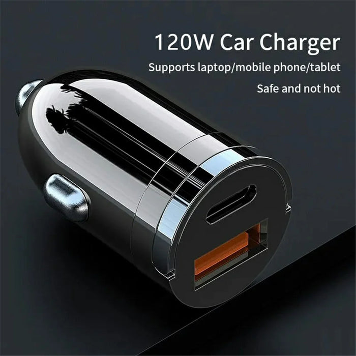 G20 12-24V 120W USB+Type-C Cellphone Fast Charging Adapter Car Charger with 100W 3-in-1 Cable - 5