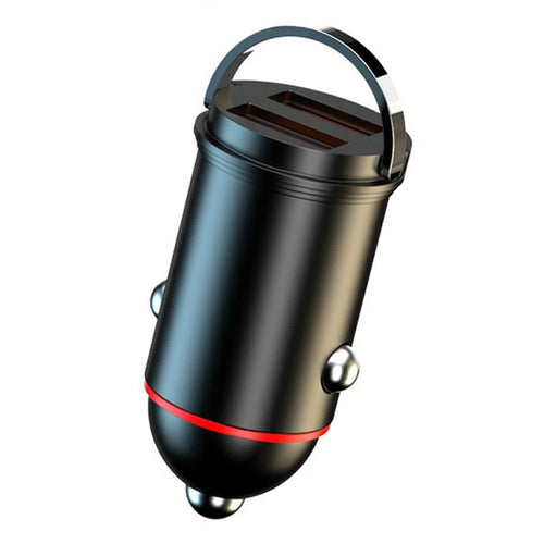 G50S 12-24V Dual USB Ports 200W Car Charger Adapter with Mini Pull Ring - 1