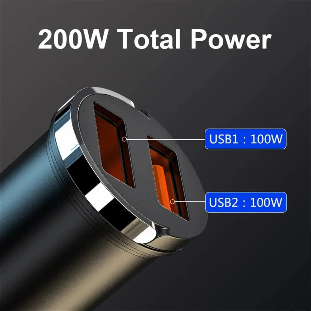 G50S 12-24V Dual USB Ports 200W Car Charger Adapter with Mini Pull Ring - 2