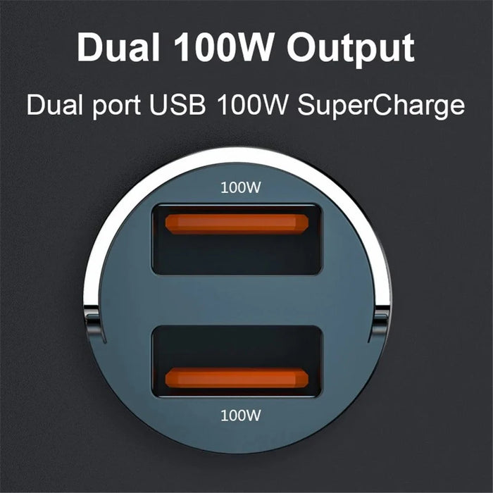 G50S 5A Super Fast Charging Cable + 12-24V Dual USB 200W Car Charger Adapter - 3