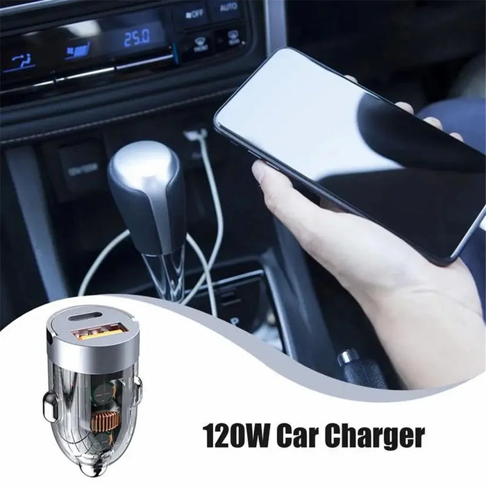 G20T Type-C+USB 120W Fast Charging Transparent Car Charger for 12V-24V Vehicles - 3