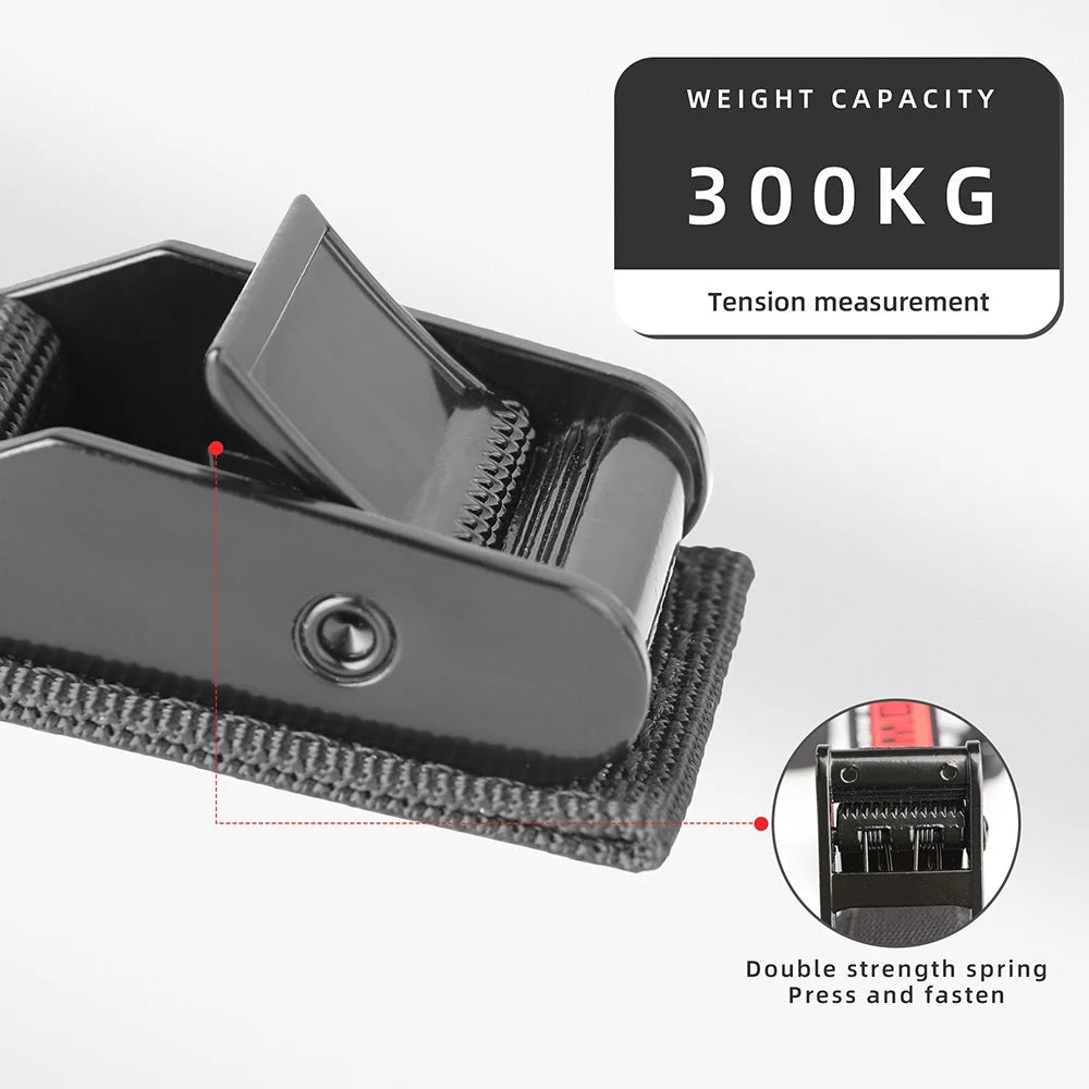 RHINOWALK MTR005BK Motorcycle Rear Rack Luggage Fixing Band Pannier Bag Fasten Strap with Metal Buckle - 3