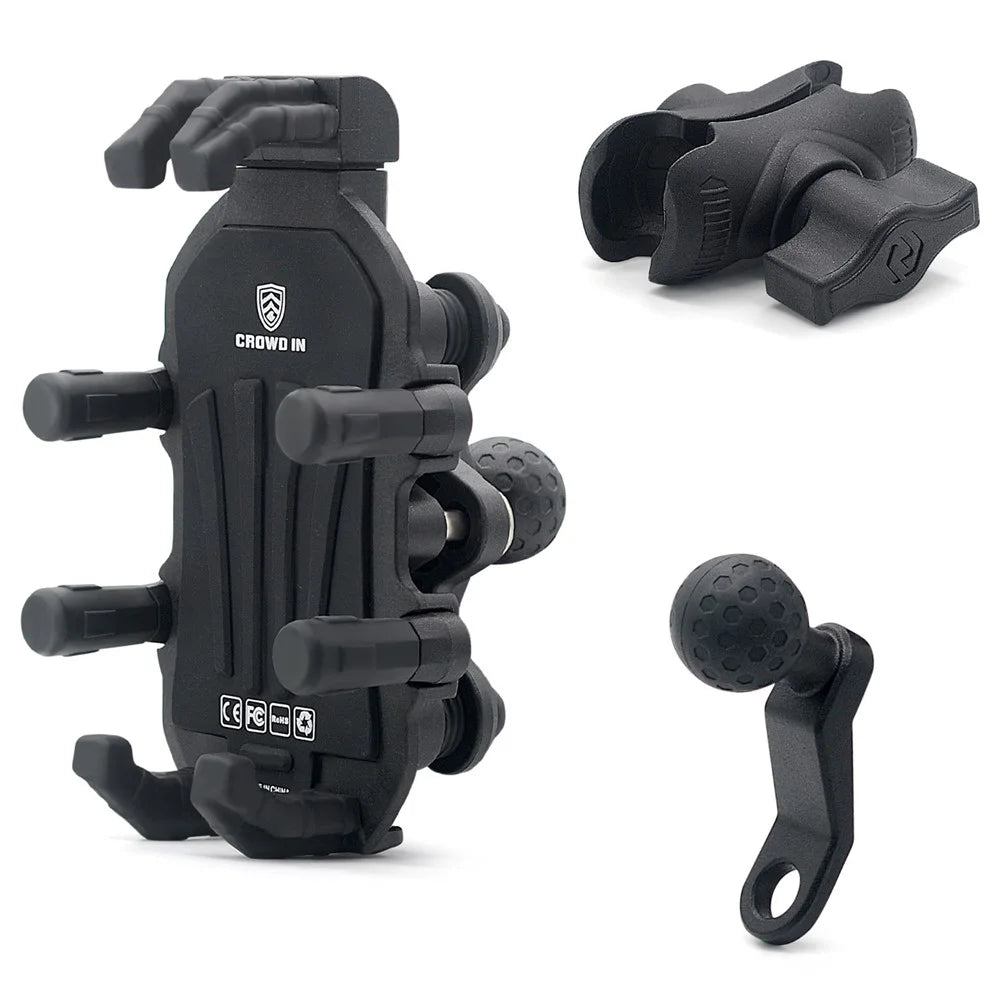 WUPP CS-1990B1 Motorcycle Rearview Mirror Phone Holder Aluminum Alloy Anti Shake Phone Mount - 1