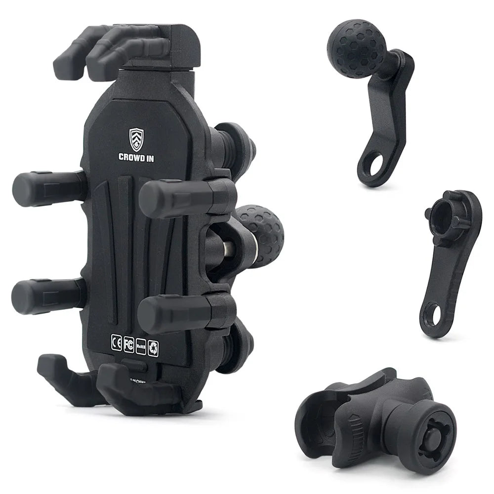 WUPP CS-1990D1 Anti-theft Motorcycle Phone Holder Rearview Mirror Aluminum Alloy Phone Mount Clamp - 1