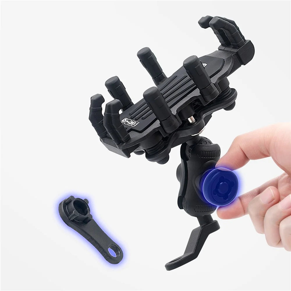 WUPP CS-1990D1 Anti-theft Motorcycle Phone Holder Rearview Mirror Aluminum Alloy Phone Mount Clamp - 3
