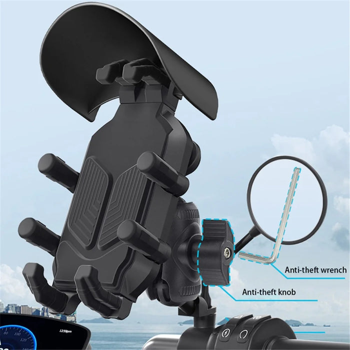WUPP CS-1988A2 Rearview Mirror Phone Mount Adjustable Motorcycle Bike CNC Ball Head Aluminum Alloy Phone Holder - 2