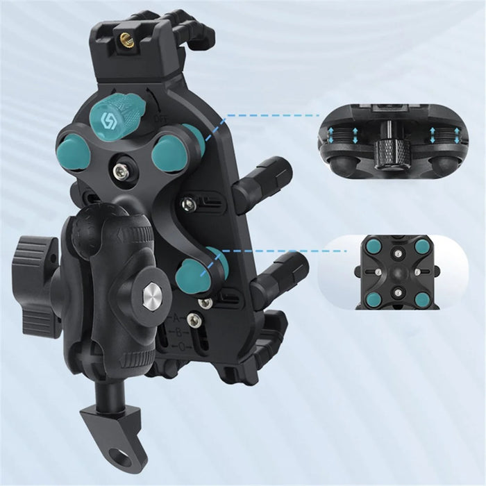 WUPP CS-1988A2 Rearview Mirror Phone Mount Adjustable Motorcycle Bike CNC Ball Head Aluminum Alloy Phone Holder - 4