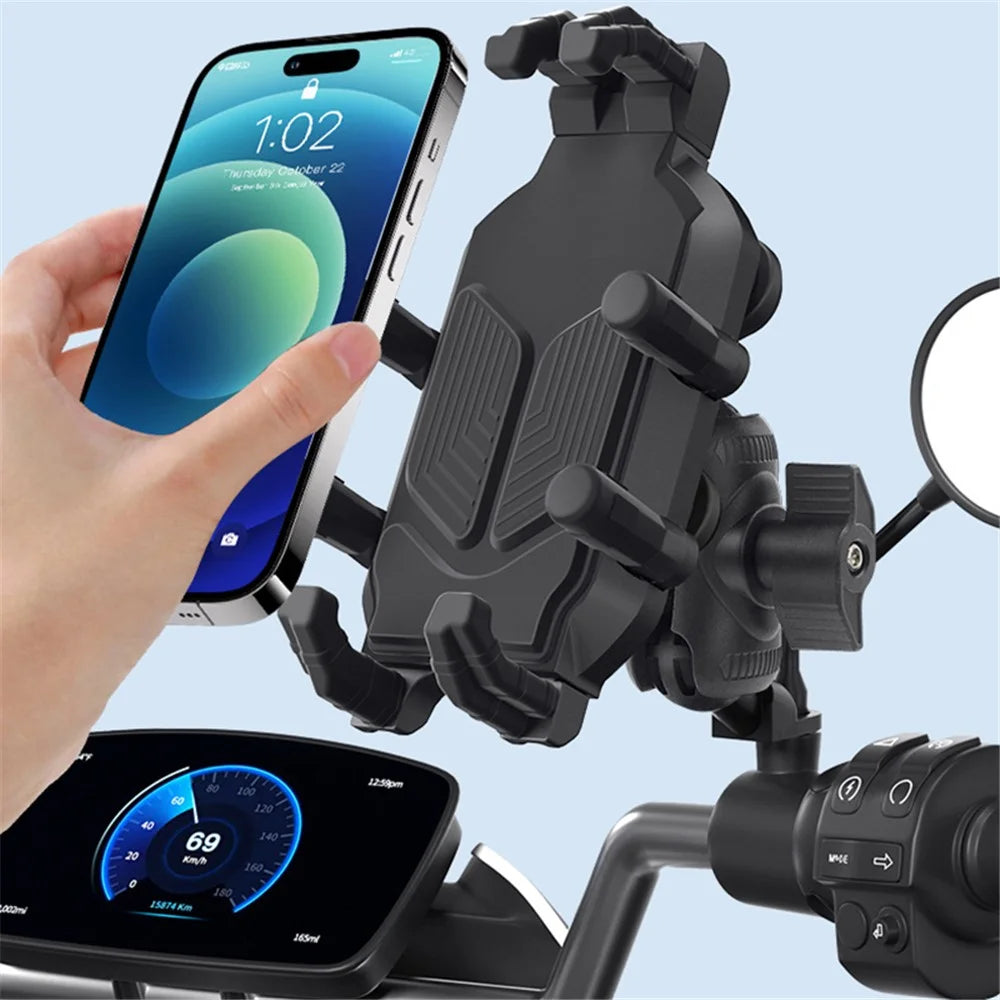 WUPP CS-1988A2 Rearview Mirror Phone Mount Adjustable Motorcycle Bike CNC Ball Head Aluminum Alloy Phone Holder - 7