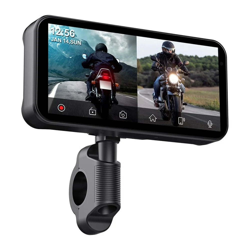 F83 6.25-inch Screen Motorbike Camcorder DVR Bluetooth-compatible Carplay Motorcycle Dual Lens Video Recorder - 1