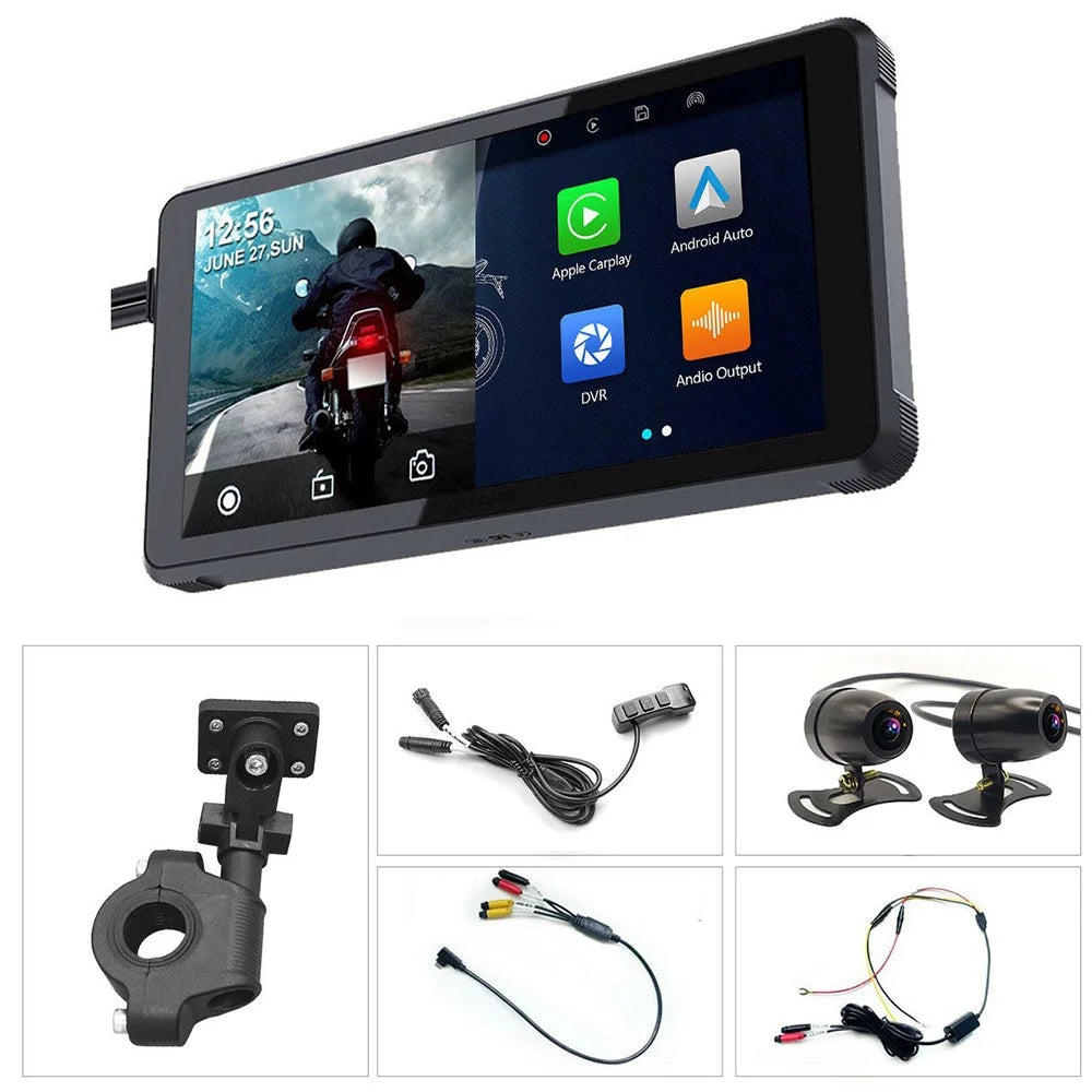 F83 6.25-inch Screen Motorbike Camcorder DVR Bluetooth-compatible Carplay Motorcycle Dual Lens Video Recorder - 4