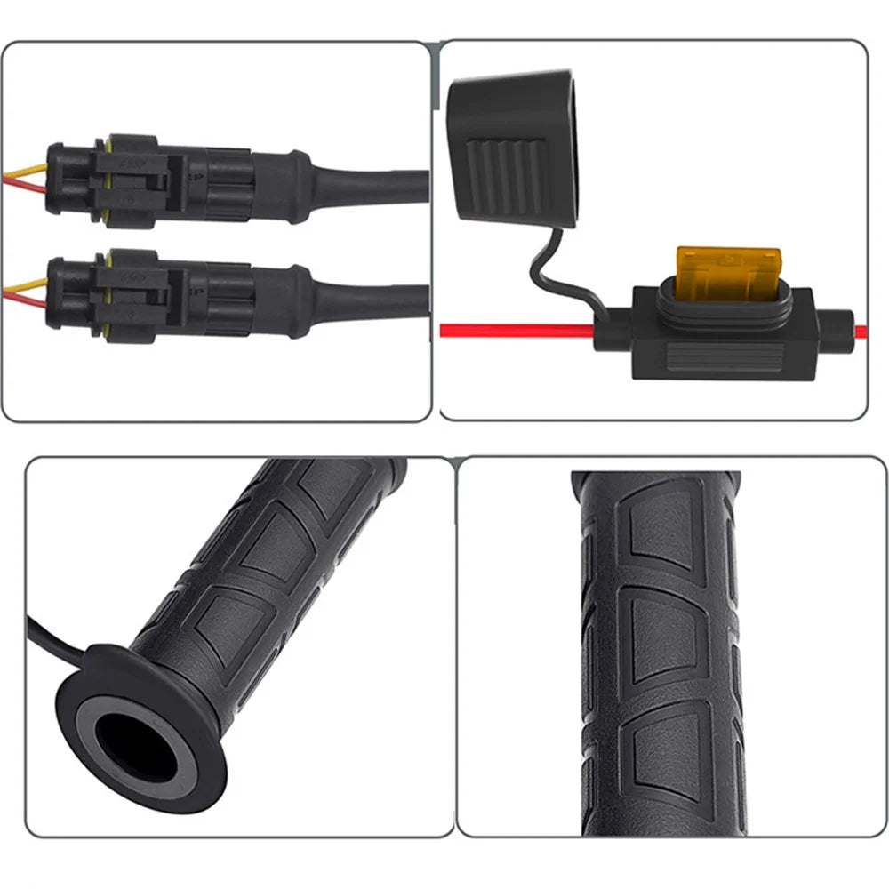 WUPP CSZH-1838B1 1 Pair 12V Heated Handle Grips Motorbike Scooter Hot Grips with 1.5m ACC Cable - 7