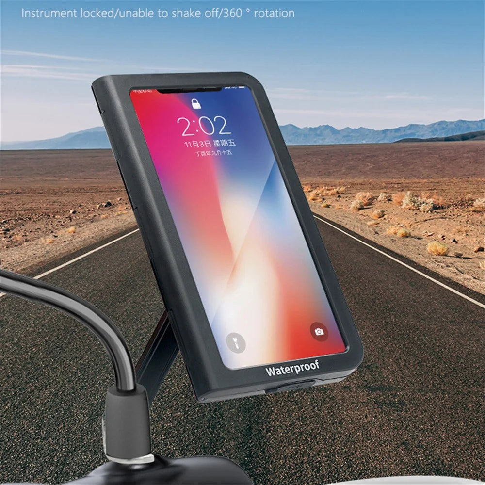 WUPP CS-1937A1 Motorcycle Rearview Mirror Phone Holder Waterproof Phone Mount Case for Electric Bikes - 2
