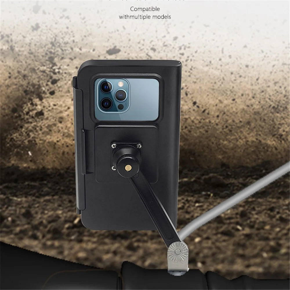 WUPP CS-1937A1 Motorcycle Rearview Mirror Phone Holder Waterproof Phone Mount Case for Electric Bikes - 4