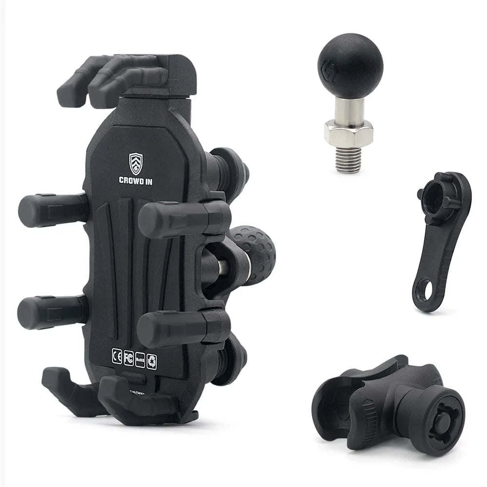 WUPP ZH-1990B2 Anti-Theft Motorcycle Fork Stem Phone Mount Aluminum Alloy Bike Ball Phone Holder - 1
