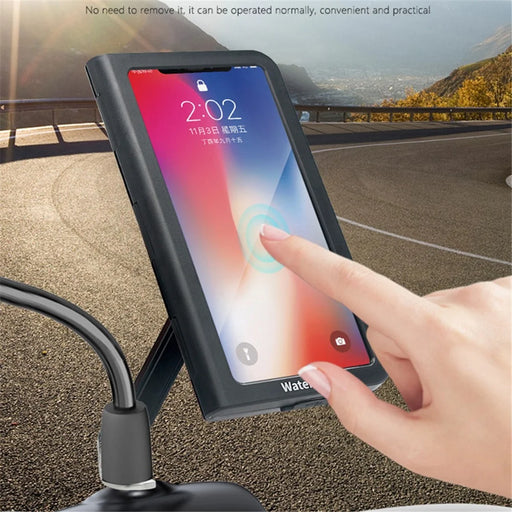 WUPP CS-1937A1 Motorbike Waterproof Phone Holder Rearview Mirror Mount Phone Case - 2