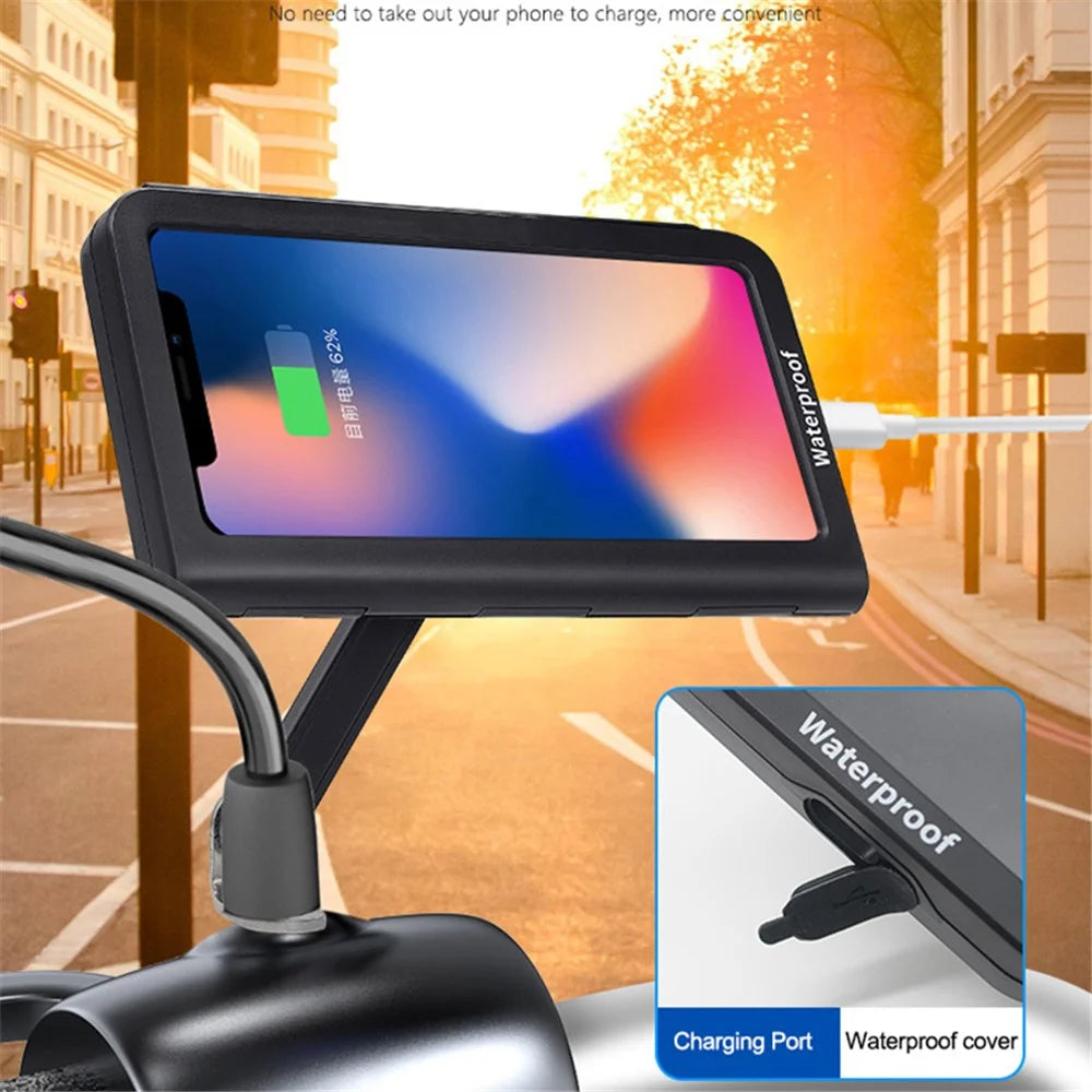 WUPP CS-1937A1 Motorbike Waterproof Phone Holder Rearview Mirror Mount Phone Case - 4
