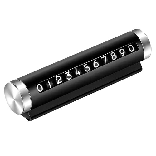 Aluminum Alloy+PC Roller Design Car Stop Sign Phone Number Plate Temporary Parking Card - Black - 1