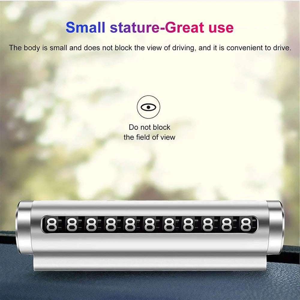 Aluminum Alloy+PC Roller Design Car Stop Sign Phone Number Plate Temporary Parking Card - Black - 3