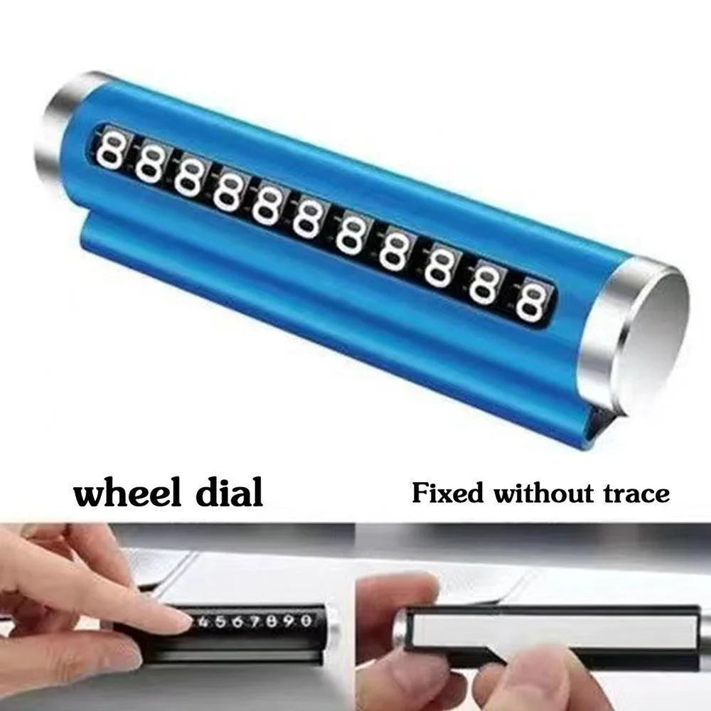 Aluminum Alloy+PC Roller Design Car Stop Sign Phone Number Plate Temporary Parking Card - Black - 4