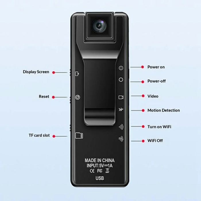 K68 HD 4K Body Camera High Capacity Video Recorder 180° Rotation Len Motion-Detection Action Camera - 7