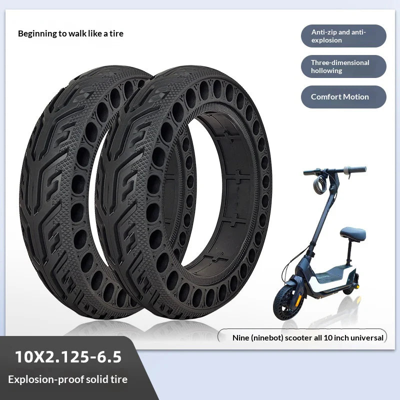 10x2.125-6.5 Inch Honeycomb Solid Tire for Ninebot Electric Scooter Inflation Free Replacement Rubber Tyre - 10x2.125 / 6.5 (60 / 70 / 6.5) - 2