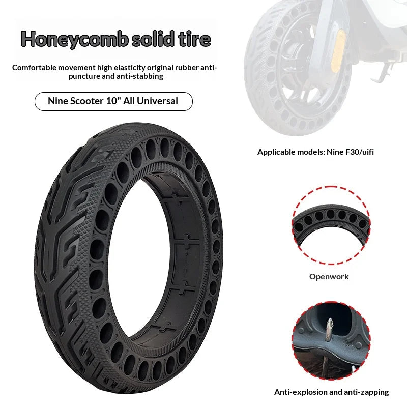 10x2.125-6.5 Inch Honeycomb Solid Tire for Ninebot Electric Scooter Inflation Free Replacement Rubber Tyre - 10x2.125 / 6.5 (60 / 70 / 6.5) - 4