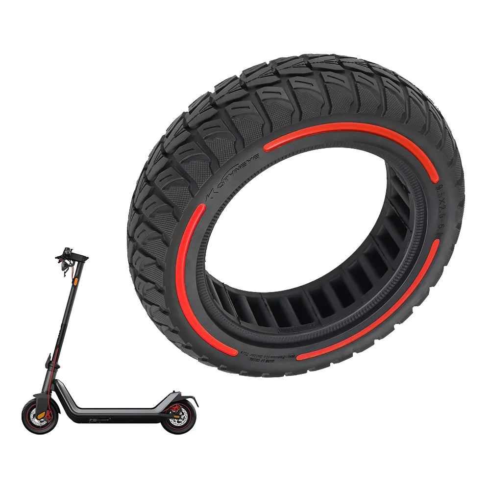 9.5x2.5-6.1 Inch Honeycomb Solid Tire for NIU Electric Scooter Anti-Puncture Replacement Airless Tyre - Red - 1