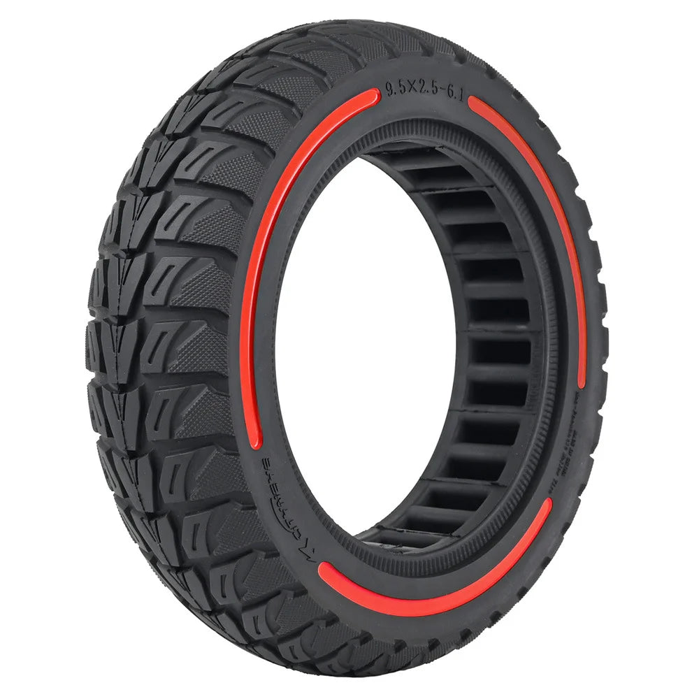 9.5x2.5-6.1 Inch Honeycomb Solid Tire for NIU Electric Scooter Anti-Puncture Replacement Airless Tyre - Red - 2