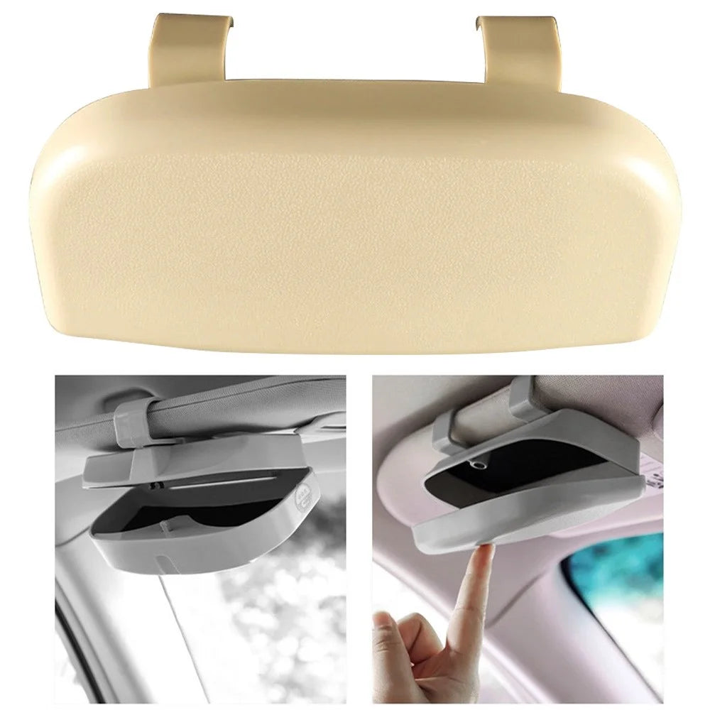 Glasses Holder Magnetic Car Sun Visor Glasses Case Organizer Glasses Storage Box - Beige - 1