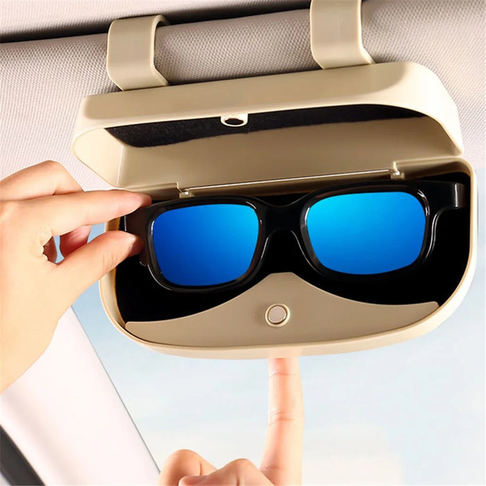 Glasses Holder Magnetic Car Sun Visor Glasses Case Organizer Glasses Storage Box - Beige - 4