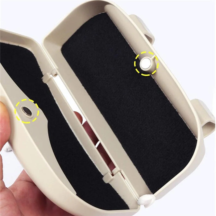 Glasses Holder Magnetic Car Sun Visor Glasses Case Organizer Glasses Storage Box - Beige - 5