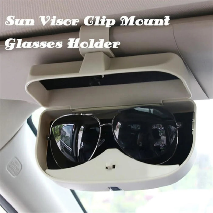 R-5930 Car Sun Visor Clip Mount Sunglasses Holder Eyeglasses Organizer Case - Beige - 2