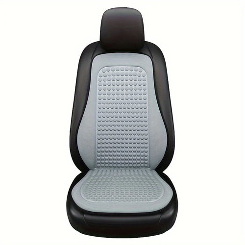 Summer Cooling Mat 3D Massage Breathable Ice Silk Universal Car Front Seat Cover + Backrest Pad - Grey - 1
