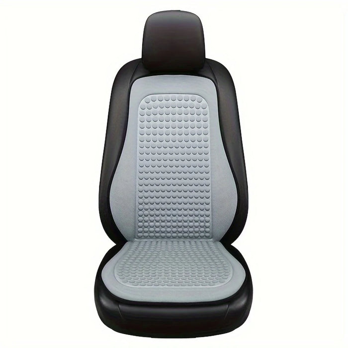 Summer Cooling Mat 3D Massage Breathable Ice Silk Universal Car Front Seat Cover + Backrest Pad - Grey - 1