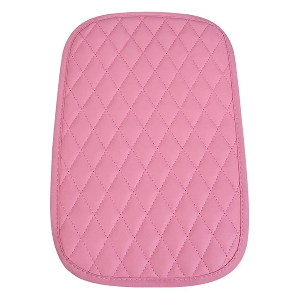 PU Leather Car Armrest Box Cover Pad Auto Center Armrest Box Protective Mat - Pink - 1