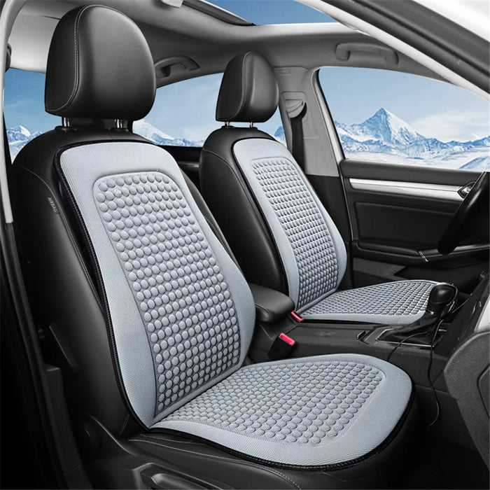 2 Sets Car Front Seat Cover + Backrest Pad Cool Breathable Fatigue Relief Vehicle Seat Pad - Grey - 3