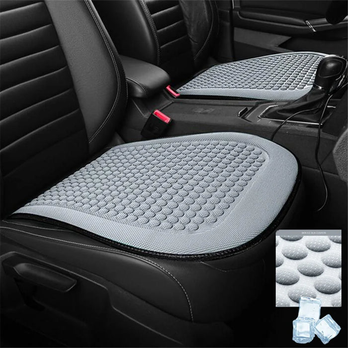 2 Sets Car Front Seat Cover + Backrest Pad Cool Breathable Fatigue Relief Vehicle Seat Pad - Grey - 4