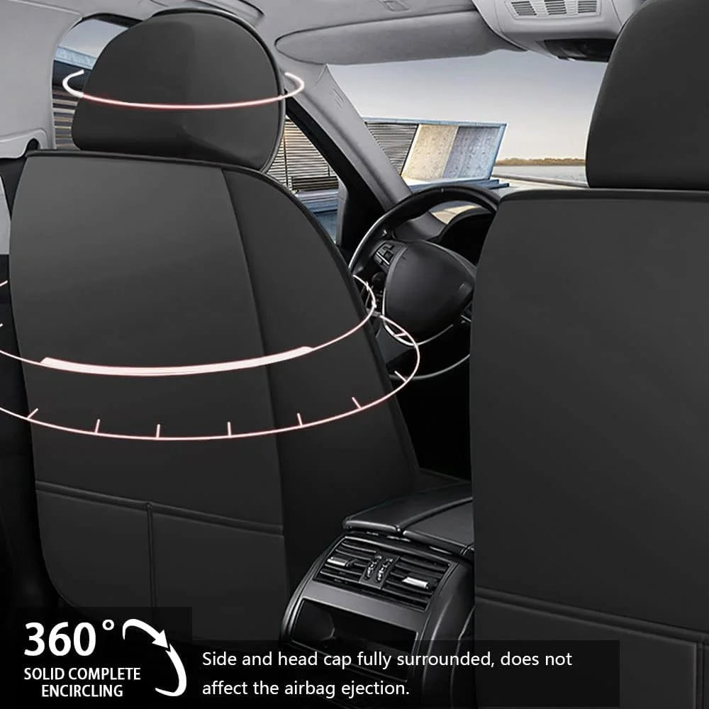 Full Coverage Car Front Seat Cover Protector PU Leather Anti-Slip Vehicle Seat Cover, Standard Version - Grey - 2