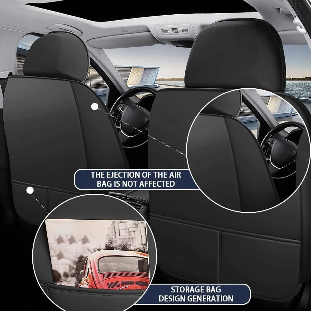 Full Coverage Car Front Seat Cover Protector PU Leather Anti-Slip Vehicle Seat Cover, Standard Version - Grey - 3