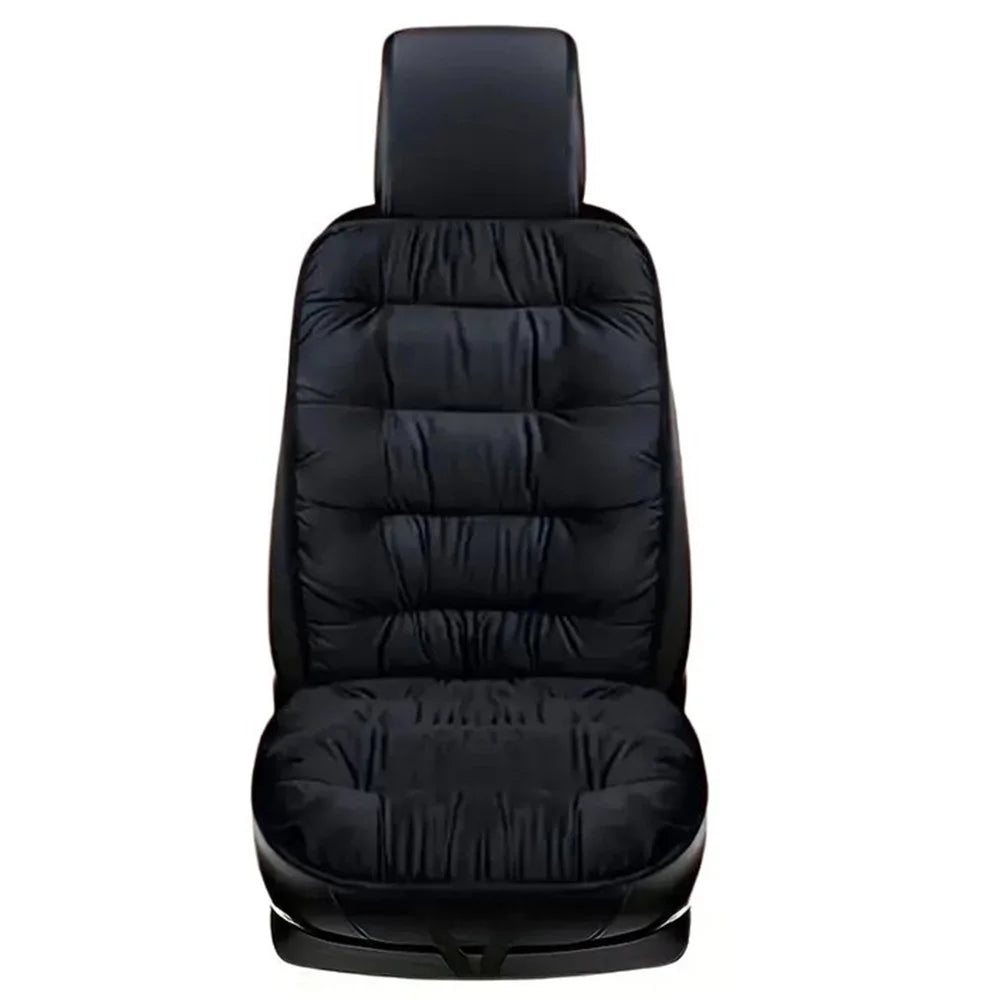 Winter Car Seat Plush Cushion Warm Single Front Seat Cushion with Backrest - Black - 1
