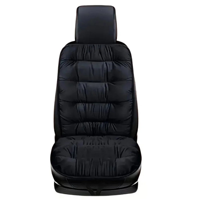 Winter Car Seat Plush Cushion Warm Single Front Seat Cushion with Backrest - Black - 1