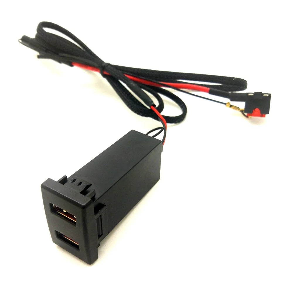 Dual Port USB QC3.0 Car Charger Socket Voltmeter Fast Charging Adapter Modification Accessory for Mazda - 2