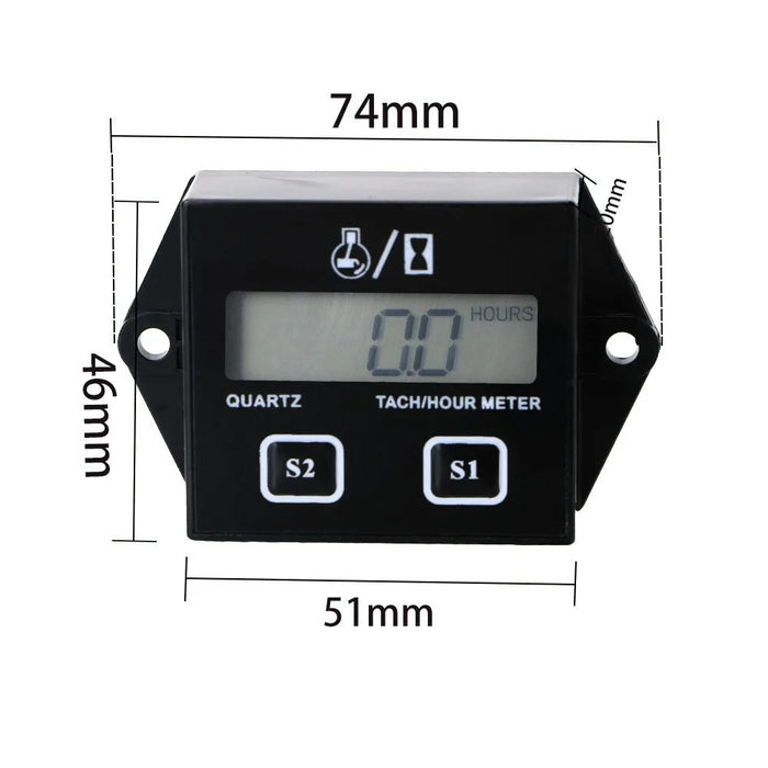 Motorcycle Inductive Digital LCD Display Tach Hour Meter Gauge Engine Tachometer - 5