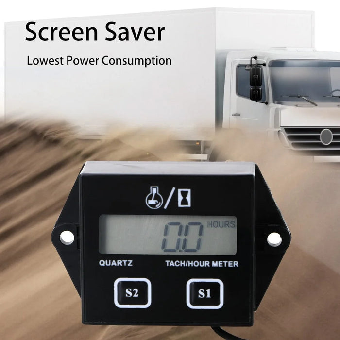 Motorcycle Inductive Digital LCD Display Tach Hour Meter Gauge Engine Tachometer - 7