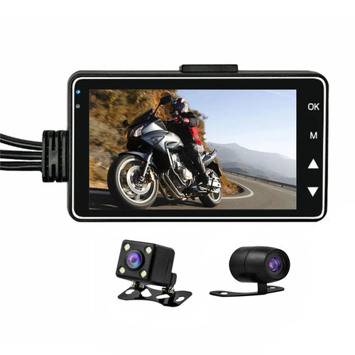 MT-80 Motorcycle Camera 720P Front and Rear Data Recorder 3 Inch LCD Screen Motorbike Concealed Recorder Built-in 200mAh Battery - 1