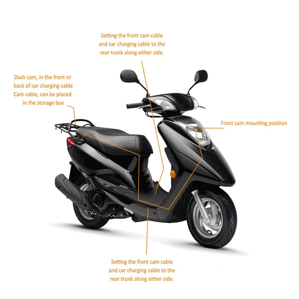 MT-80 Motorcycle Camera 720P Front and Rear Data Recorder 3 Inch LCD Screen Motorbike Concealed Recorder Built-in 200mAh Battery - 4