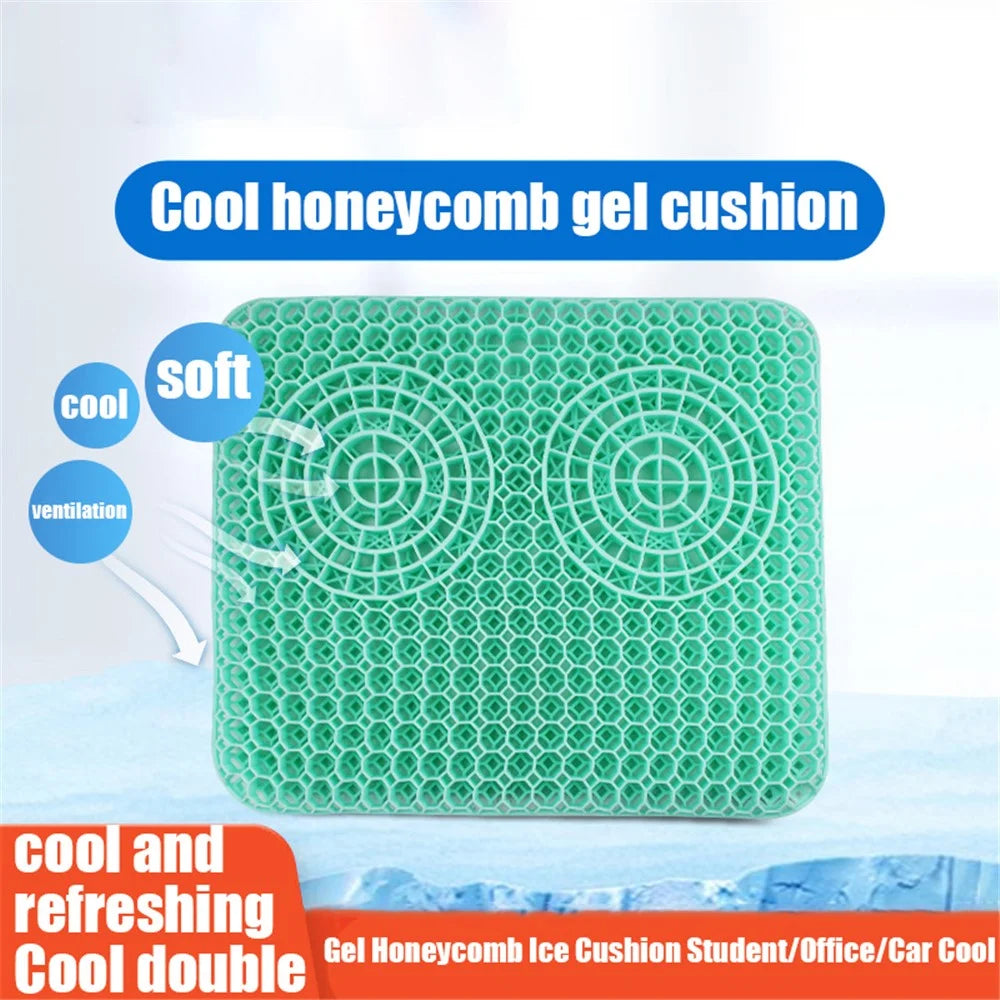 Summer Cooling Breathable Car Seat Cushion Honeycomb Soft PVC Chair Pad with Ice Silk Cloth Cover - 2