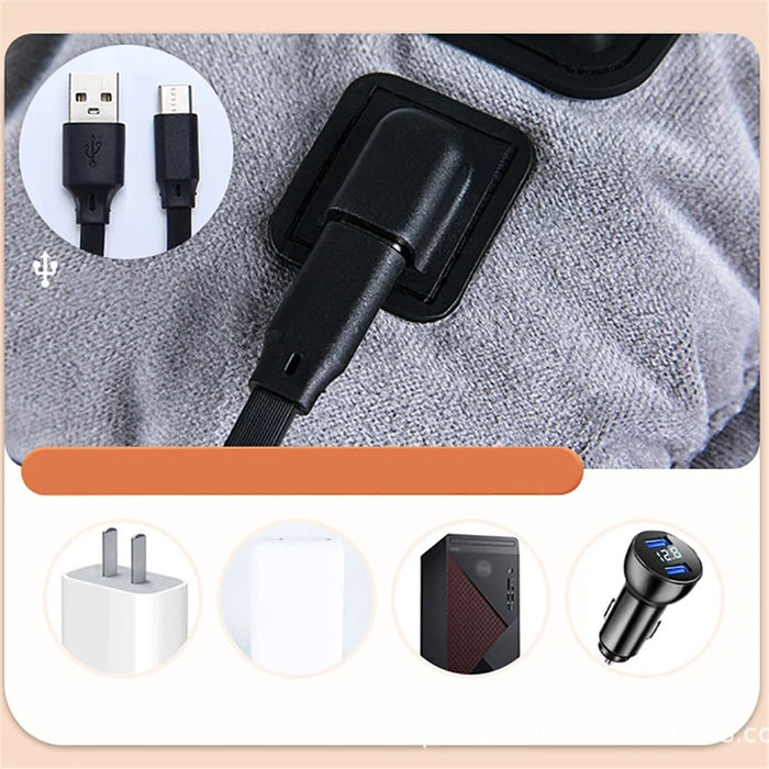 45 x 45 x 5cm USB Winter Heating Seat Cushion Heater Pad Electric Warmer Car Seat Mat - Grey - 5